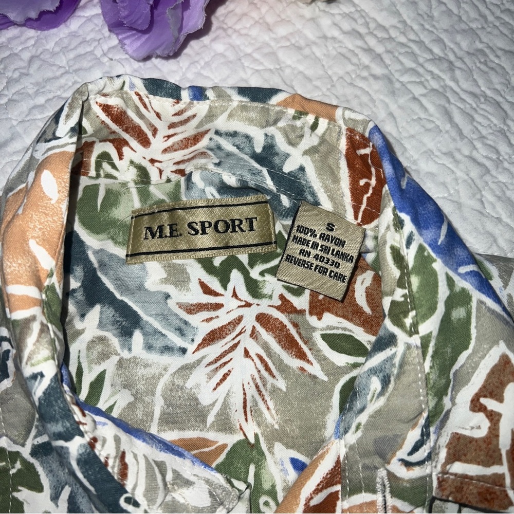 M.E. Sport Men's Tropical Hawaiian Button Down Casual Shirt Top; Sz S - Picture 5 of 6